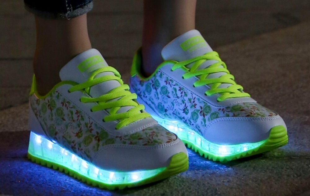 wearing LED sneakers